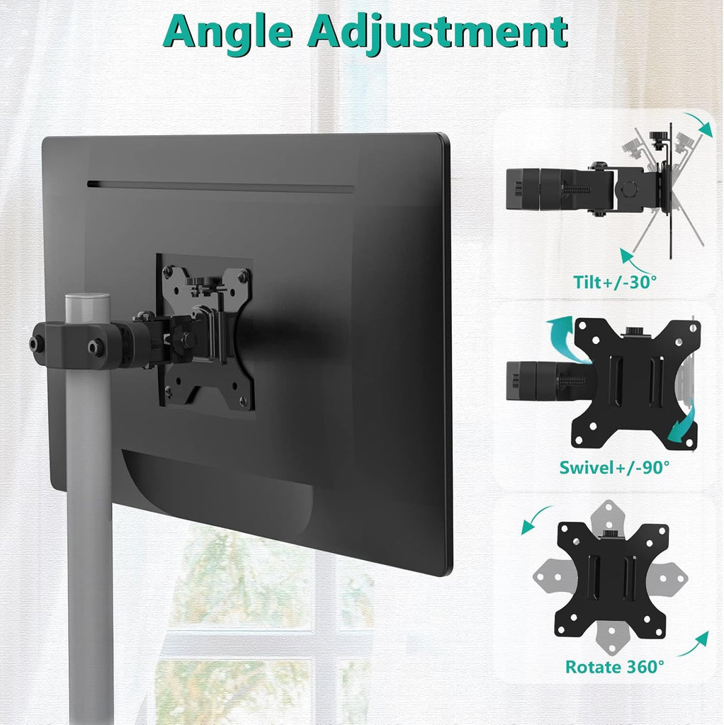 WALI Mount Plate for Universal Monitor Mounting System, Fits 1.1 to 2.4 inch Diameter Pole, Mounting Holes for 75 by 75 mm and 100 by 100mm (VES02), Black