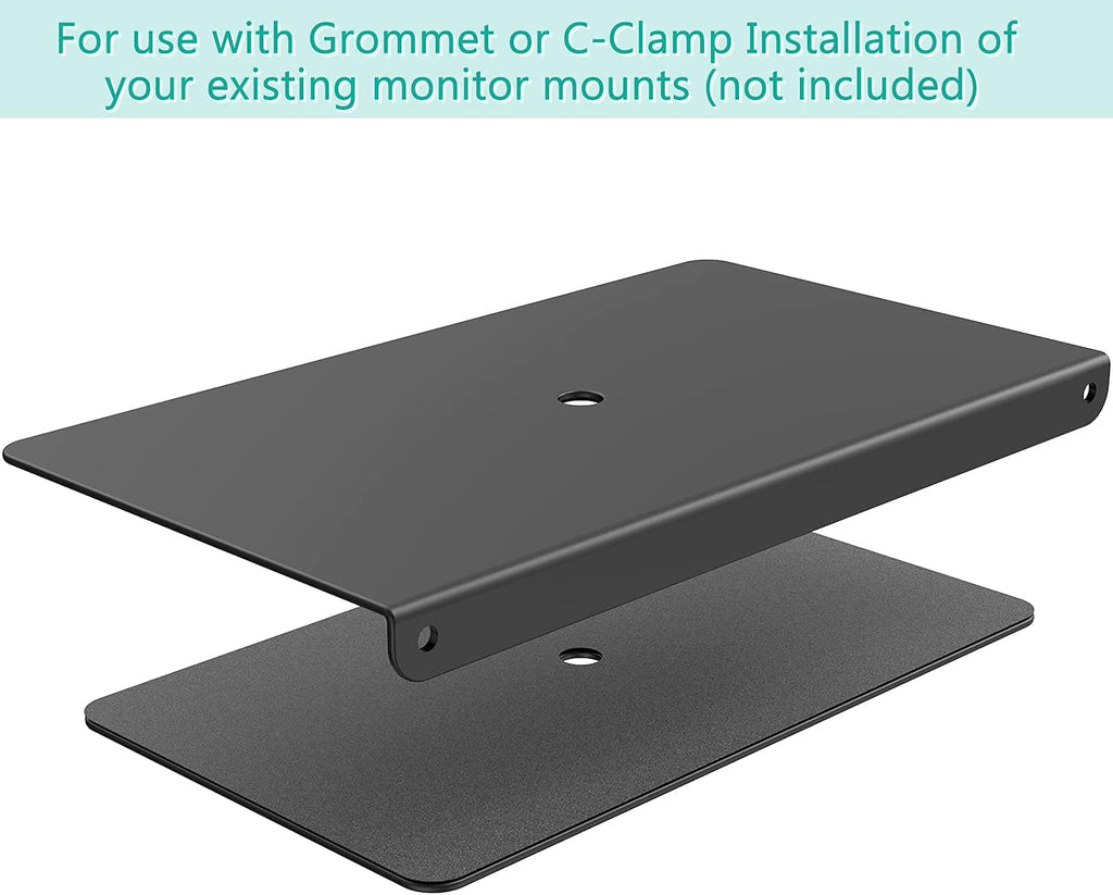 WALI Monitor Mount Reinforcement Plate for Thin, Glass, and Other Fragile Table Tops, with Most Monitor Bracket Grommet C Clamp Installation (CGRP-B), Black