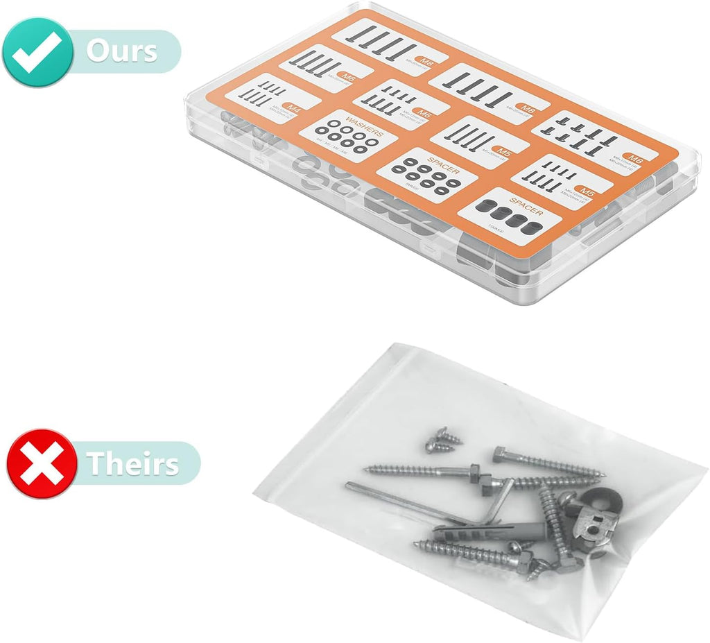 WALI Universal TV Mount Hardware Kit Includes M4 M5 M6 M8, Fit Most up to 80 inches TV/Monitor Mounts (UVSP-N), Black