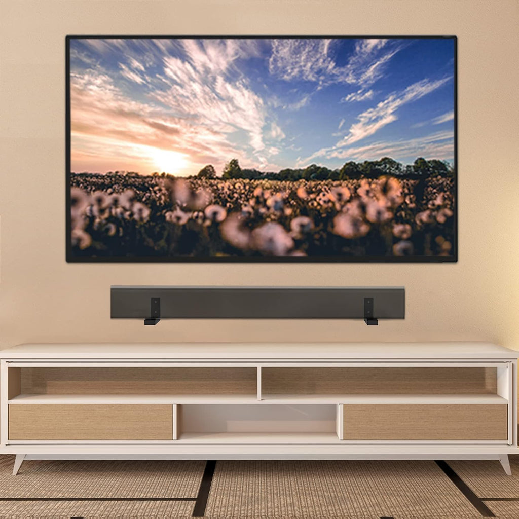 WALI Center Channel Speaker Wall Mount, Universal Soundbar Wall Mount Bracket Hold up to 30 lbs, Arms Extend Adjustment from 7 to 11.5 inch (SLK201), Black