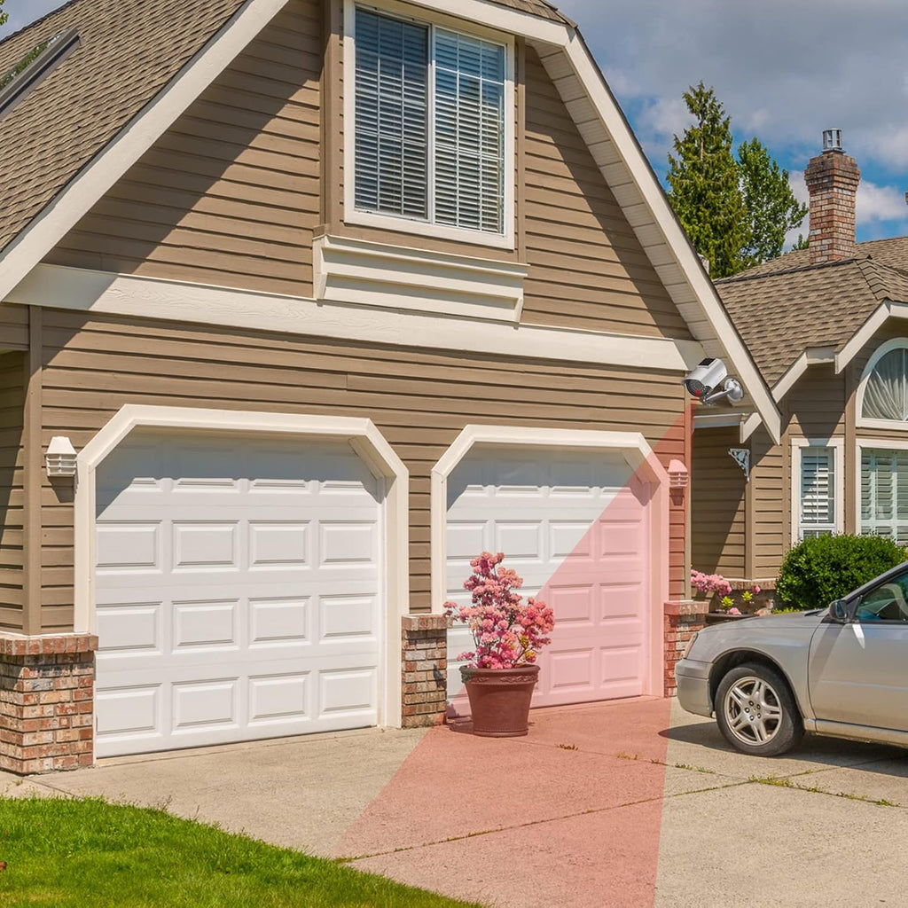 WALI Solar Powered Bullet Dummy Fake Simulated Surveillance Security CCTV Dome Camera Indoor Outdoor with 1 LED Light, Security Alert Sticker Decal (SOLTC-S4), 4 Packs, Silver