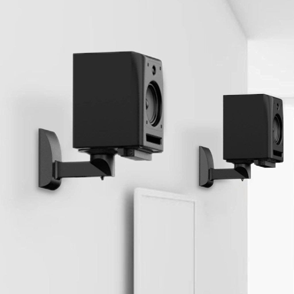 WALI Speaker Wall Mounts, Dual Side Clamping Bookshelf Mounting Bracket for Large Surrounding Sound Speakers, Hold up to 66 lbs. (SWM201XL), 1 Pair, Black