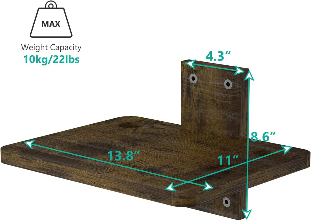 WALI Projector Wall Mount Shelf, Holds Up to 22lbs, Wooden Floating TV Stand Projector Shelf Cable Box Shelves Gaming Media Shelves Living Room Wall Mount (CS201NC), 1 Shelf