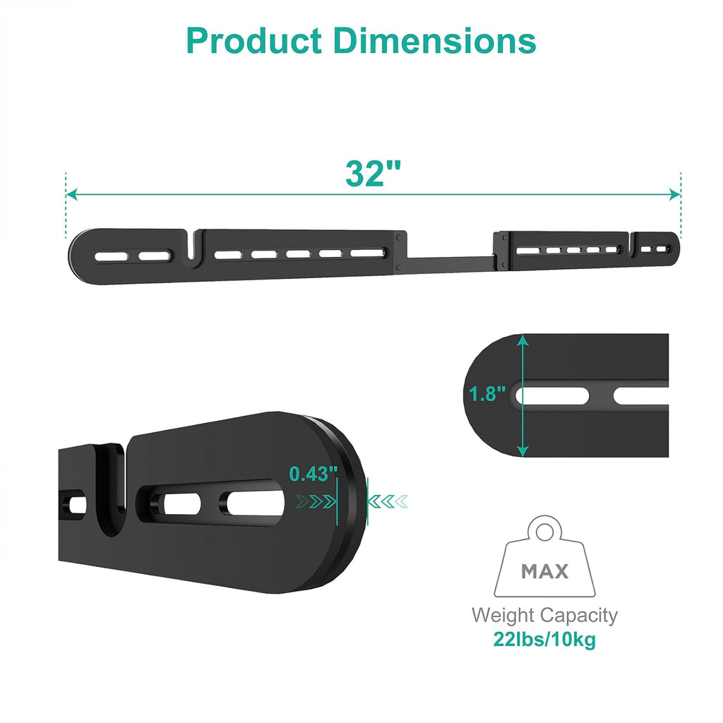 WALI Soundbar Mount for Sonos Arc and Sonos Arc Ultra - Sound bar Wall Mount Bracket, Minimalist Design, Perfect for Under TV Installation, Black(SON003-B)