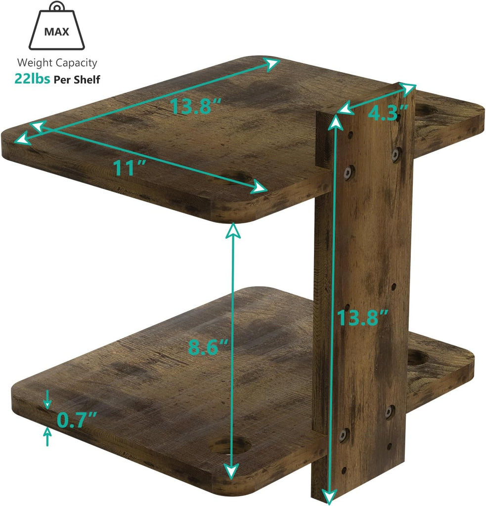 WALI Projector Mount Floating TV Shelf, Holds Up to 22lbs, Wooden Wall Mounted Shelves Under TV Shelf for DVD Players, Cable Boxes, Routers, Game Consoles, PlayStation Accessories (CS202NC), 2 Shelves