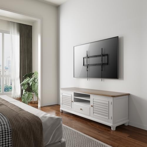 WALI TV Wall Mount Bracket for 37-90 Inch Flat Curved TVs up to 165 lbs, Low Profile Wall Mount Holds Your TV 1.1 Inch from The Wall, Mounting Holes up to 600x400mm (TTM-2), Black