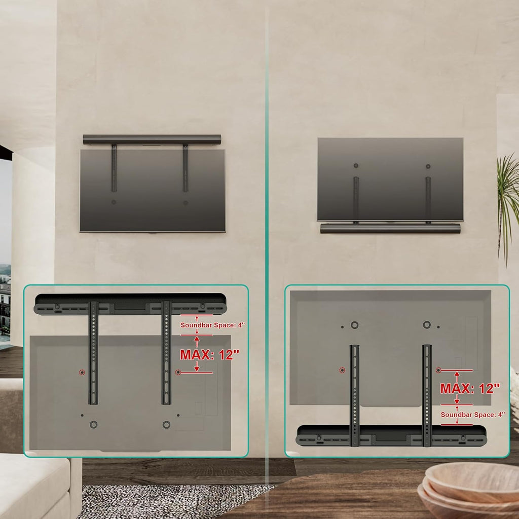 WALI Soundbar Mount Compatible with Sonos Arc & Sonos Arc Ultra, Soundbar Mount Under or Above TV, Hidden Design, Hardware Kit Included (SON003T-B)