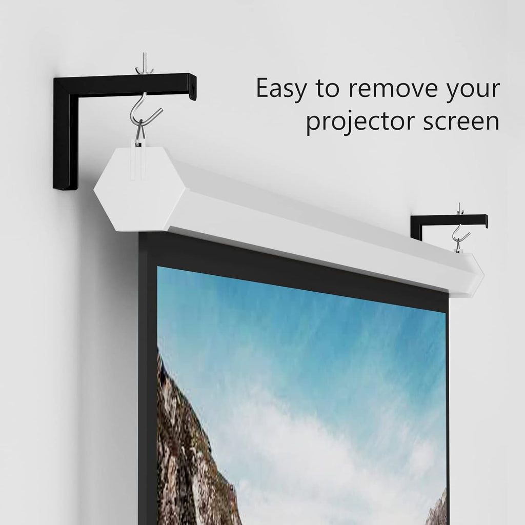 WALI Universal Projector Screen Ceiling Mount, Wall Hanging Mount L-Brackets, 6 inch Adjustable Extension with Hook Kit, Perfect Projector Screen Placement Hold up to 66 lbs (PSM001-B), Black