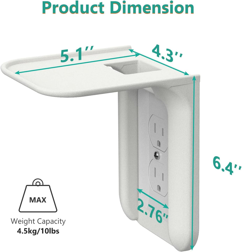 WALI Outlet Shelf Wall Holder,Bathroom Walls Shelves up to 10lbs Standard Vertical Duplex Wall Shelf Organizer for Smart Home Decor Space Saving Power Tools, Toothbrush (OLS002-W), 2 Pack, White