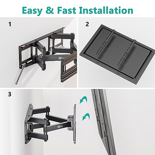 WALI TV Wall Mount Bracket Full Motion Articulating Extend Dual Arm for Most 26-55 inches LED, LCD, OLED Flat Screen TVs up to 99lbs VESA 400x400mm with Tilting for Display (FTM-2), Black