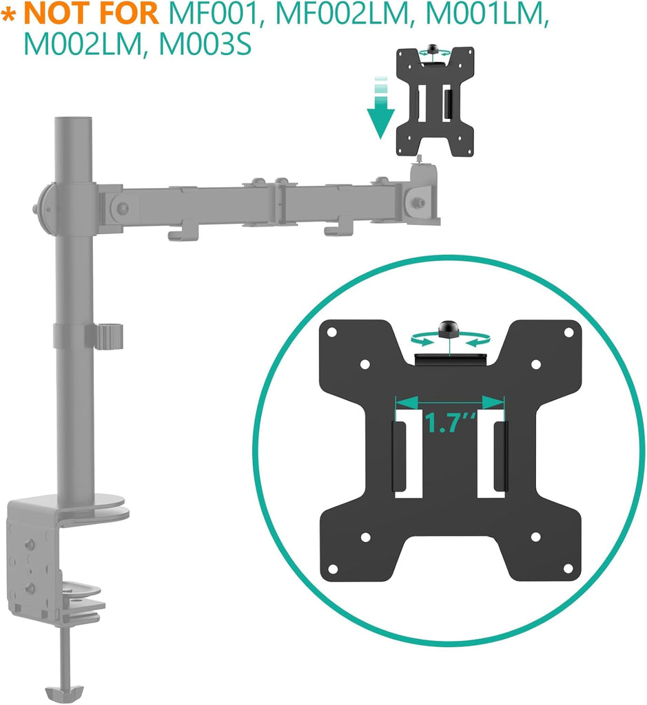 WALI Mounting Plate 75 by 75 mm to 100 by 100 mm Only for WALI Monitor Mounting System (VESA-1), 1 Pack, Black