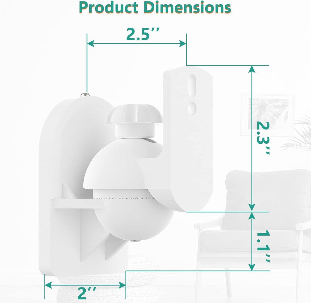 WALI Speaker Wall Mounts, Bookshelf Speaker Wall Mount Brackets, Surround Sound Speaker Mounts, Hold up to 7.7 lbs, (SWM202-W), 2 Pack, White