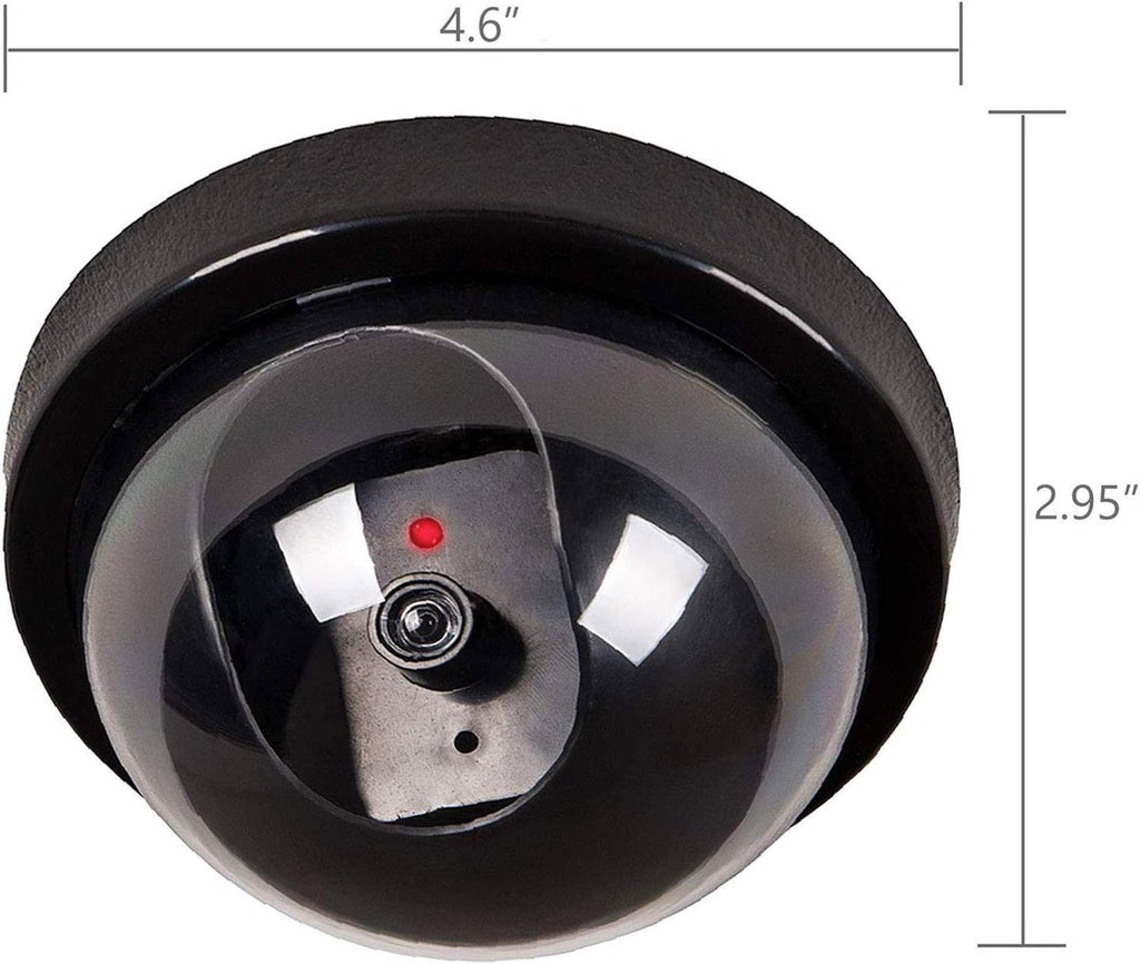 WALI Dummy Fake Security CCTV Dome Camera with Flashing Red LED Light with Security Alert Sticker Decals (SD-4), 4 Packs, Black