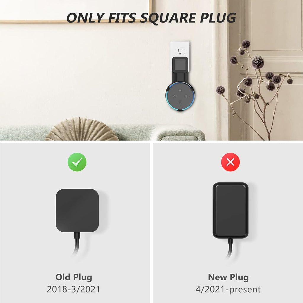 WALI Outlet Wall Mount, Holder Stand for Echo Dot 3rd Gen, Smart Home Speakers Plug Mount for Alexa with Cable Management, (AMM002-B), 1 Pack, Black