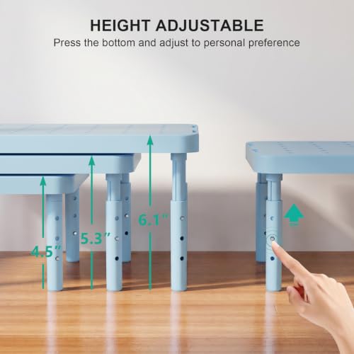 WALI Computer Monitor Stand for Desk, Adjustable Laptop Riser, up to 44 lbs|Desk Monitor Riser Underneath Storage, Fits Notebook, Laptops, Printers, for Home, Office, School(PTT001-S), 1 Pack, Blue