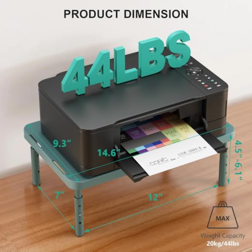 WALI Computer Monitor Stand for Desk, Adjustable Laptop Riser, up to 44 lbs|Desk Monitor Riser Underneath Storage, Fits Notebook, Laptops, Printers, for Home, Office, School(PTT001-K), Dark Green