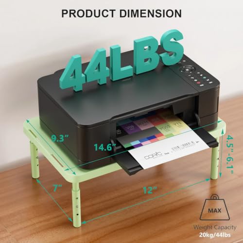 WALI Computer Monitor Stand for Desk, Adjustable Laptop Riser, up to 44 lbs|Desk Monitor Riser Underneath Storage, Fits Notebook, Laptops, Printers, for Home, Office, School(PTT001-N), 1 Pack,Green