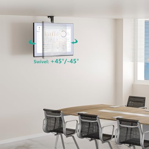 WALI Folding Ceiling TV Mount, Swivel and Flip Down TV Bracket for 17-42 inch Flat Screens, Height Adjustable TV Mount Saving Space, Max Mounting Holes 200x200mm(FCM202), Black