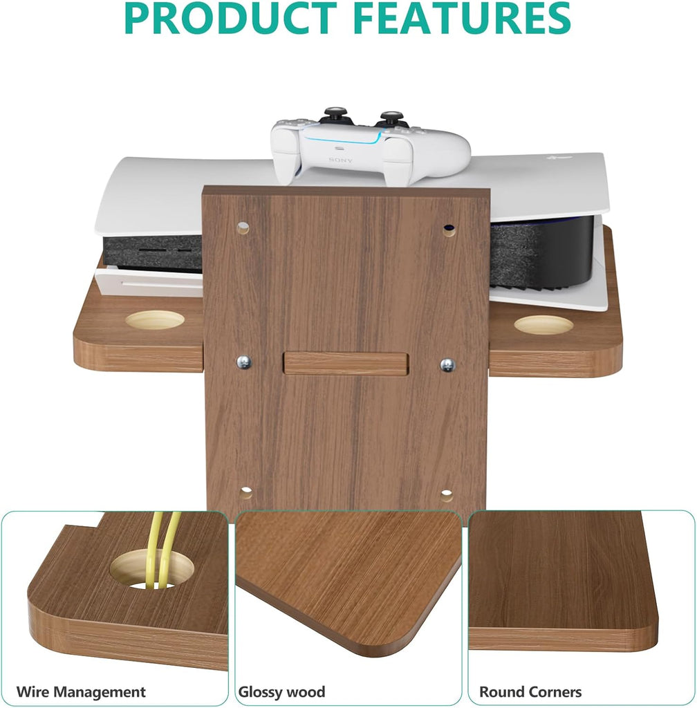 WALI Floating TV Shelves for Wall, Projector Shelf Holds Up to 22lbs, Wooden Wall Mounted Shelves for DVD Players, Cable Boxes, Game Consoles, Living Room Decor Accessories (CS201N), 1 Shelf, Wood