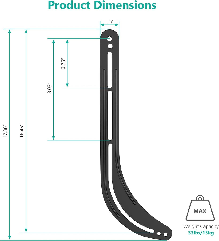 WALI Sound Bar Mount Bracket for Mounting Above or Under TV, Fits 32 to 70 inch TVs, 33 lbs. Weight Capacity (SBR201), Black
