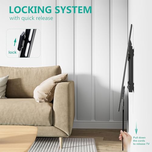 WALI TV Wall Mount Bracket for 37-90 Inch Flat Curved TVs up to 165 lbs, Low Profile Wall Mount Holds Your TV 1.1 Inch from The Wall, Mounting Holes up to 600x400mm (TTM-2), Black