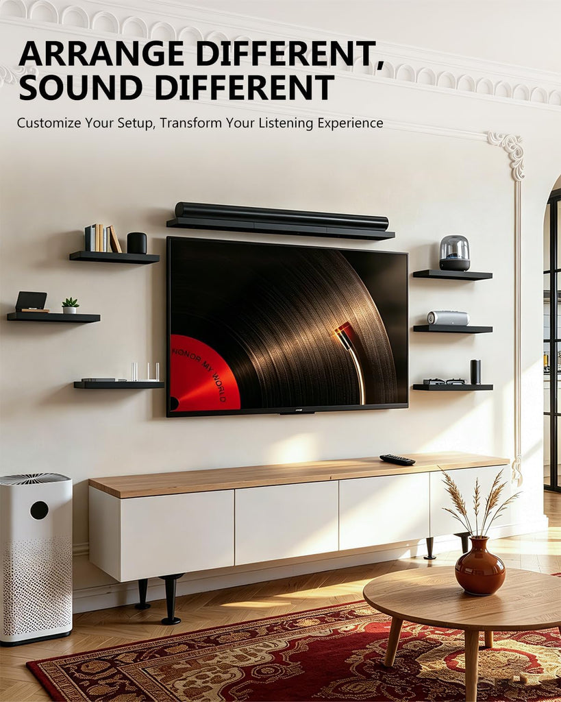 WALI Soundbar Mount for Sonos Arc and Sonos Arc Ultra, Sound bar Wall Mount Bracket Under TV, Soundbar TV Floating Wall Shelf for Living Room, Home Theater Up to 22Lbs (SON003-H), Set of 3, Black