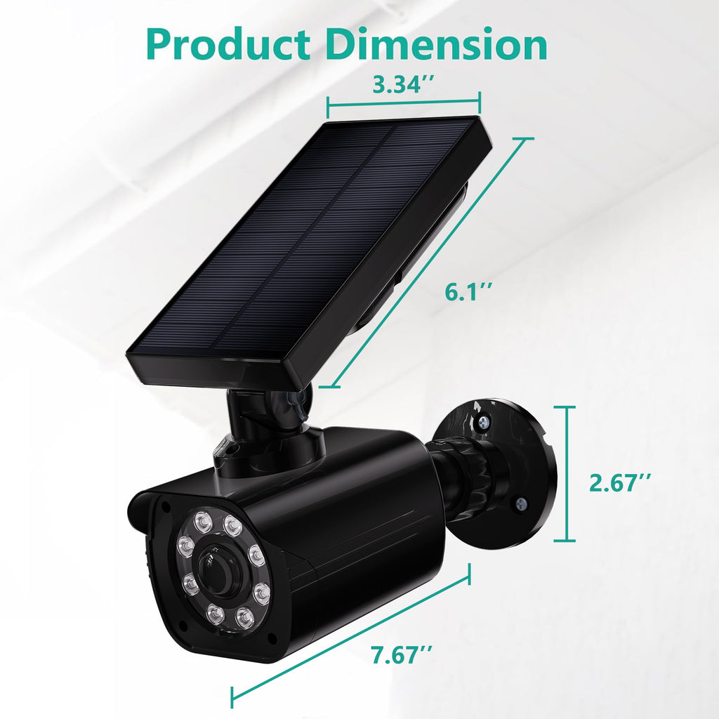 WALI Solar Powered Fake Camera with Motion Sensor Floodlight, 1 Pack, Black