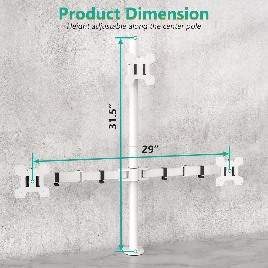 WALI Triple Monitor Stand, Fully Adjustable Three Monitor Desk Mount Fits 3 Screens up to 27 inch, 22 lbs. Weight Capacity per Arm (M003-W), White