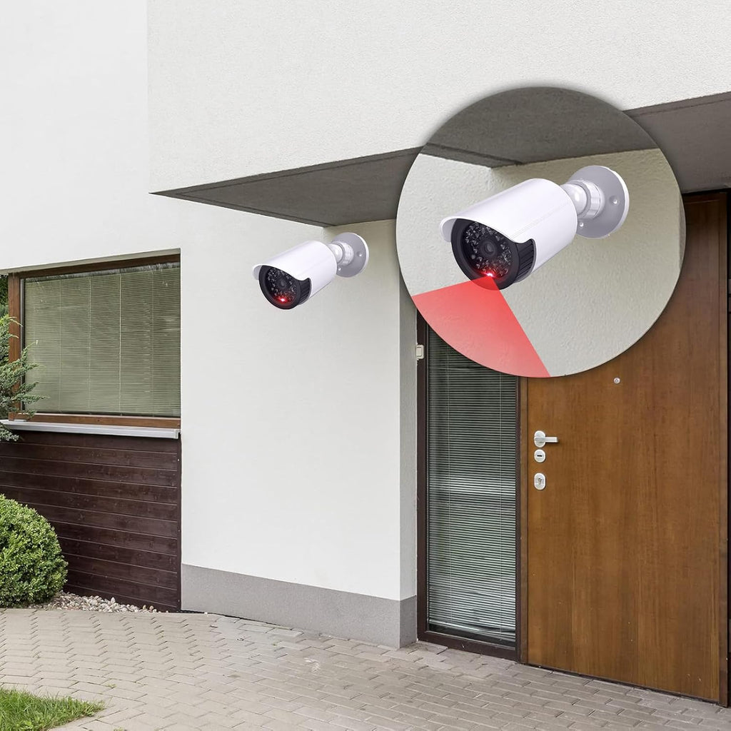 WALI Dummy Fake Simulated Surveillance Security CCTV Dome Camera Indoor Outdoor with One LED Light, Warning Security Alert Sticker Decal (TC-W8), 8 Packs, White