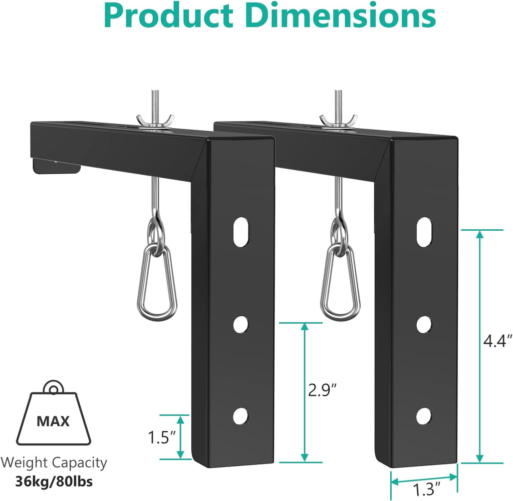WALI Universal Projector Screen Ceiling Mount, Wall Hanging Mount L-Brackets, 12 inch Adjustable Extension with Hook Kit, Perfect Projector Screen Placement Hold up to 80 lbs (PSM001XL-B), Black
