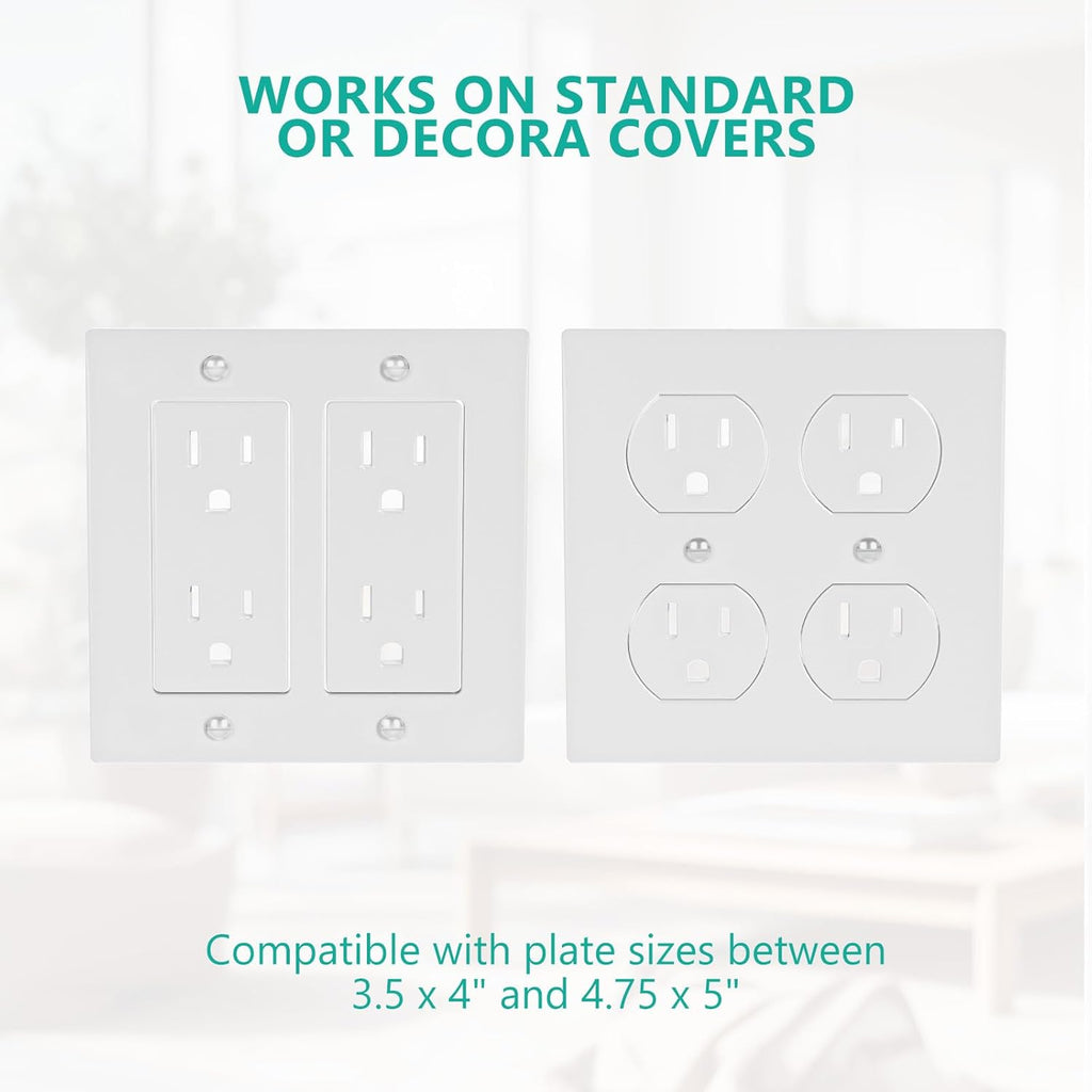 WALI Double Outlet Shelf Wall Holder – Bathroom Shelf Duplex for Electric Toothbrush, HomePod Mini, Echo Dot & Phone Charging – White (DLS001)