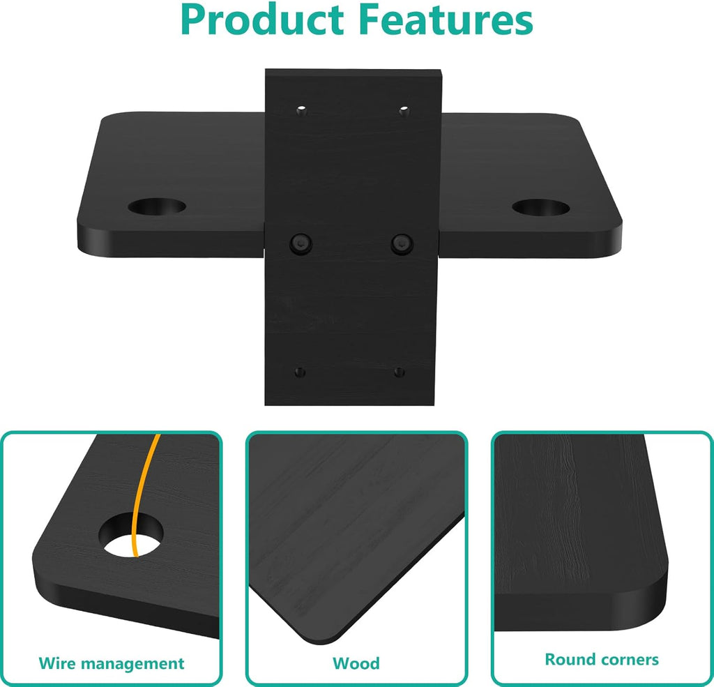 WALI Projector Wall Mount Shelf, Up to 22 lbs, Wooden Floating TV Stand DVD Stand Projector Stand Cable Box Stand Router Stand Game Stand Media Stand Living Room Stand Wall Mount (CS201NB), 1 Shelf