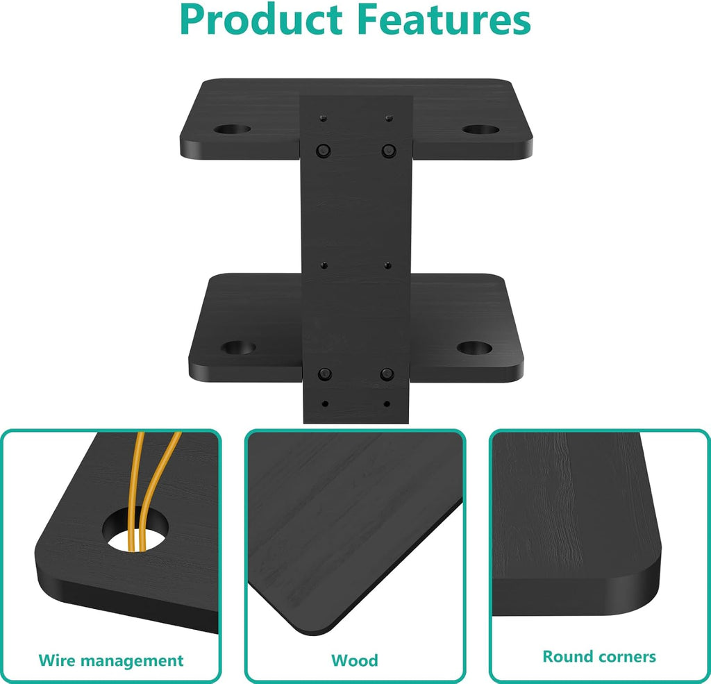 WALI Projector Mount Floating TV Shelf, Holds Up to 22lbs, Wooden Wall Mounted Shelves Under TV Shelf for DVD Players, Cable Boxes, Routers, Game Consoles, PlayStation Accessories (CS202NB), 2 Shelves