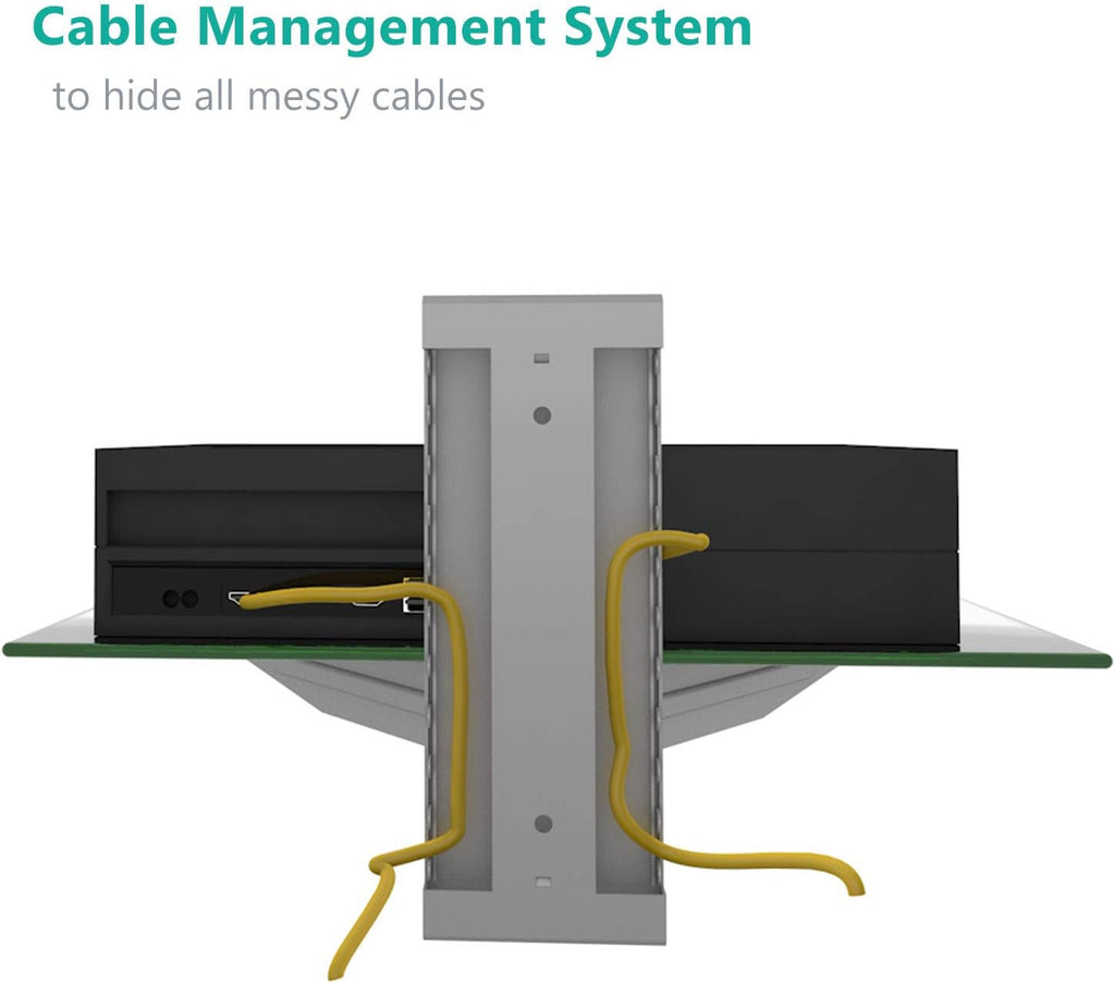 WALI Floating Entertainment Center Shelves, Holds Up to 17.6lbs, TV Shelf with Strengthened Tempered Glasses for DVD Players, Cable Boxes, Games Consoles, TV Accessories (CS201S), 1 Shelf, Silver