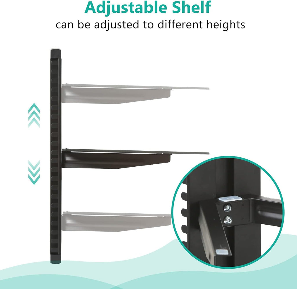 WALI Floating Entertainment Center Shelves, Holds Up to 17.6lbs, TV Shelf with Strengthened Tempered Glasses for DVD Players, Cable Boxes, Games Consoles, TV Accessories (CS201B), 1 Shelf, Black