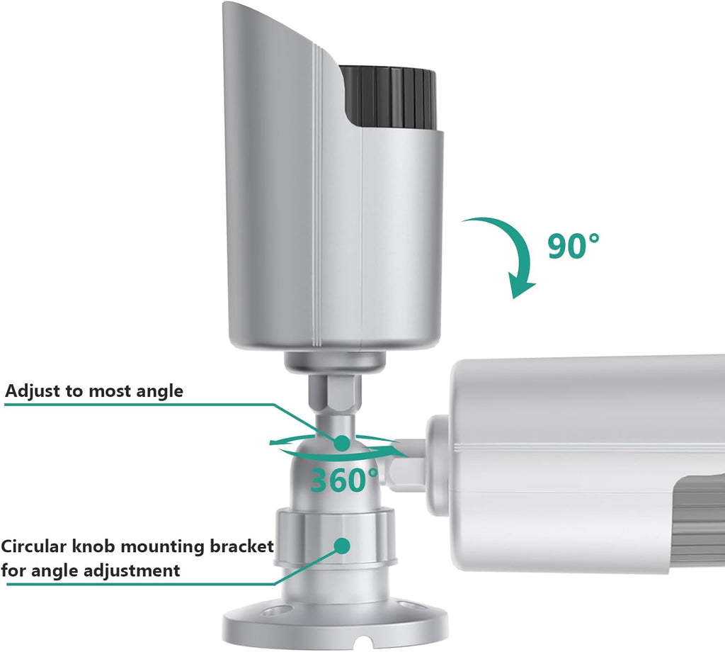 WALI Dummy Fake Simulated Surveillance Security CCTV Dome Camera Indoor Outdoor with One LED Light, Warning Security Alert Sticker Decal (TC-S4), 4 Packs, Silver