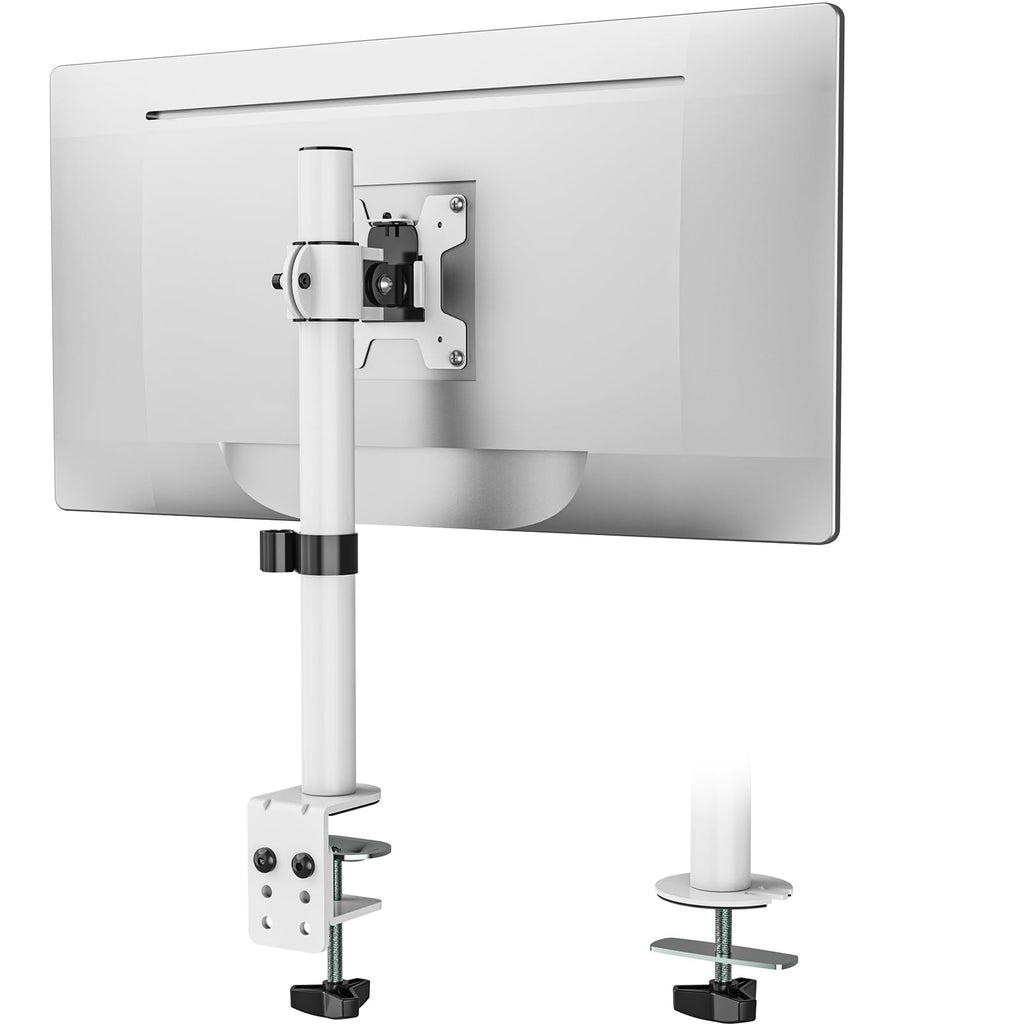 WALI Single Monitor Mount for 1 Computer Screen up to 32 inch, Fully Adjustable Monitor Arm Holds up to 22 lbs (M001S-W), White
