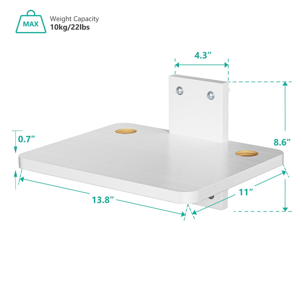 WALI Floating TV Shelves for Wall, Projector Shelf Holds Up to 22lbs, Wooden Wall Mounted Shelves for DVD Players, Cable Boxes, Game Consoles, Living Room Decor Accessories (CS201NW), 1 Shelf, White