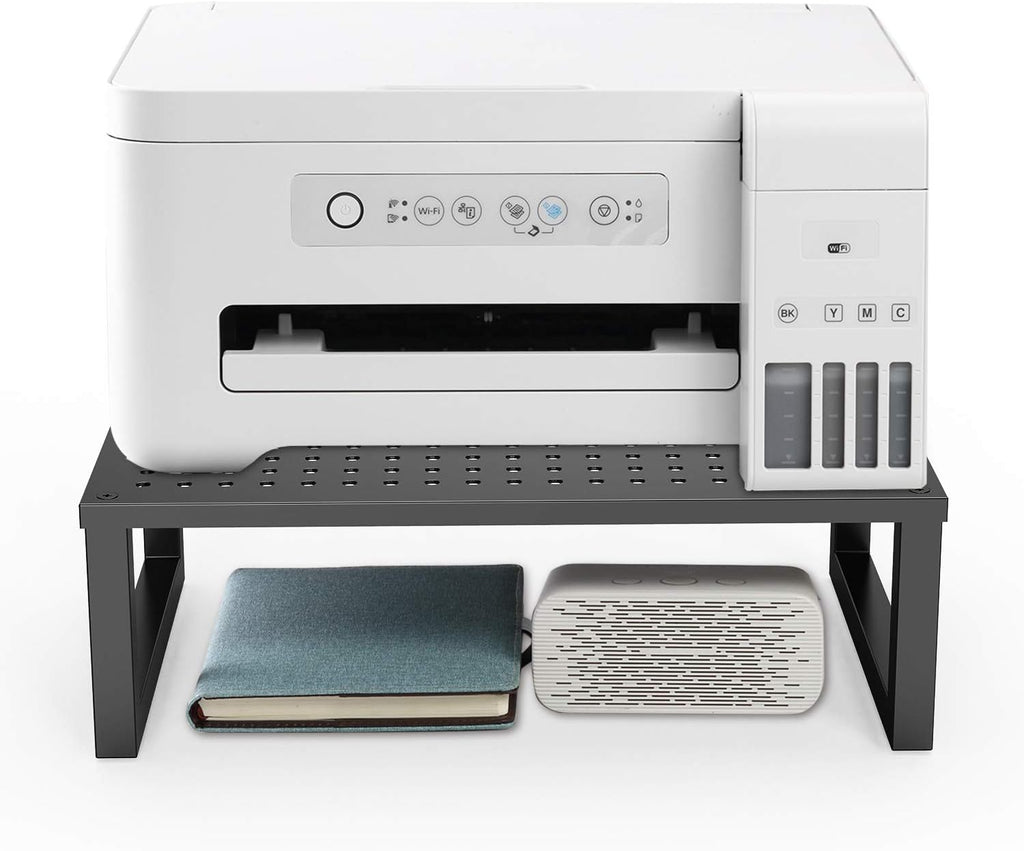 WALI Monitor Stand Riser, Desktop Printer Monitor Stand Riser, with Vented Metal Platform and Underneath Storage (STT004), 1 Pack, Black