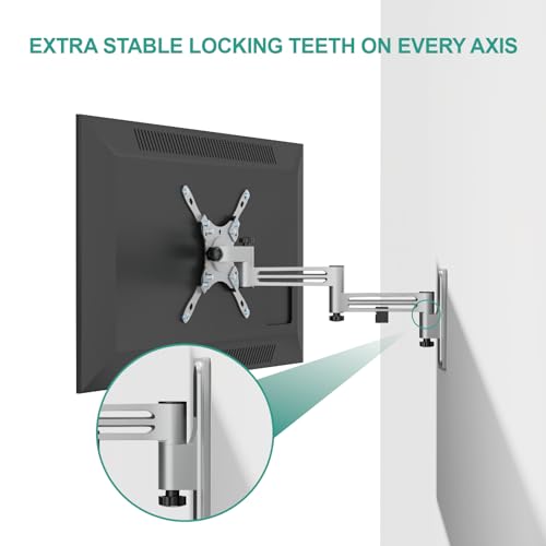 WALI RV TV Mount, Lockable TV Wall Mount for Camper Trailer Motor Home with Extra Wall Plate, Full Motion Anti-Vibration Arm for 13-43 inch LED, LCD Flat Screens and Monitors, up to 33lbs (1343LK-P)