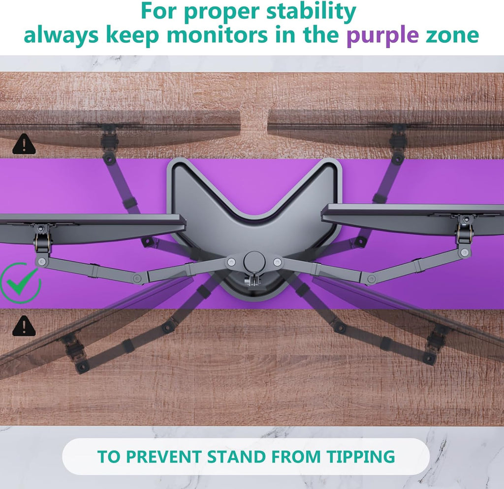 WALI Dual Monitor Stand, Freestanding Full Motion Monitor Desk Mount Fits 2 Screens up to 27 inches, Dual Monitors Arm Fits up to 22lbs, VESA 75x75 100x100 (MF002LM), Black