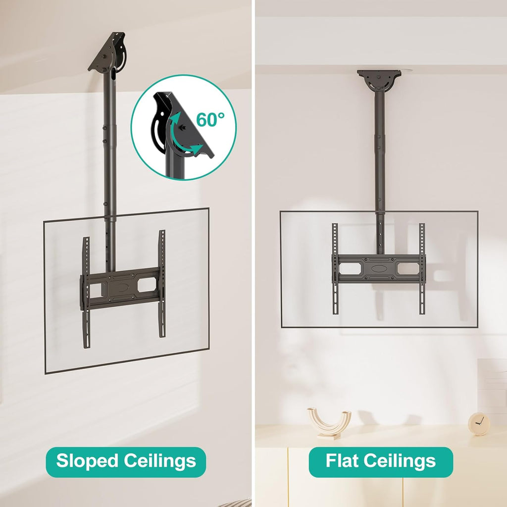 WALI Ceiling TV Mount Long Arm, Full Motion Adjustable Bracket Fits Most LED, LCD TVs 26 to 65 inch, up to 99lbs, Height Extension up to 35.8 Inch, Mounting Holes up to 400x400mm (CM2665XL-P), Black