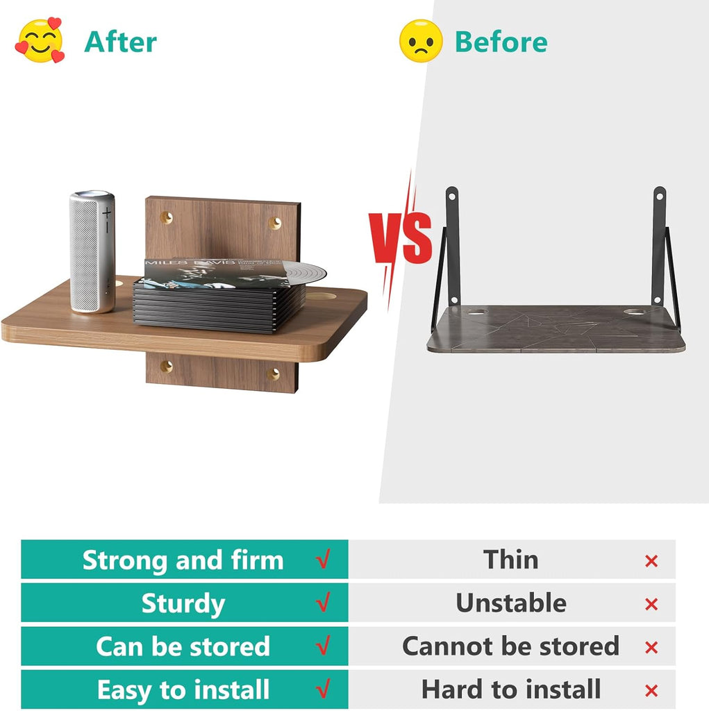 WALI Floating TV Shelves for Wall, Projector Shelf Holds Up to 22lbs, Wooden Wall Mounted Shelves for DVD Players, Cable Boxes, Game Consoles, Living Room Decor Accessories (CS201N), 1 Shelf, Wood