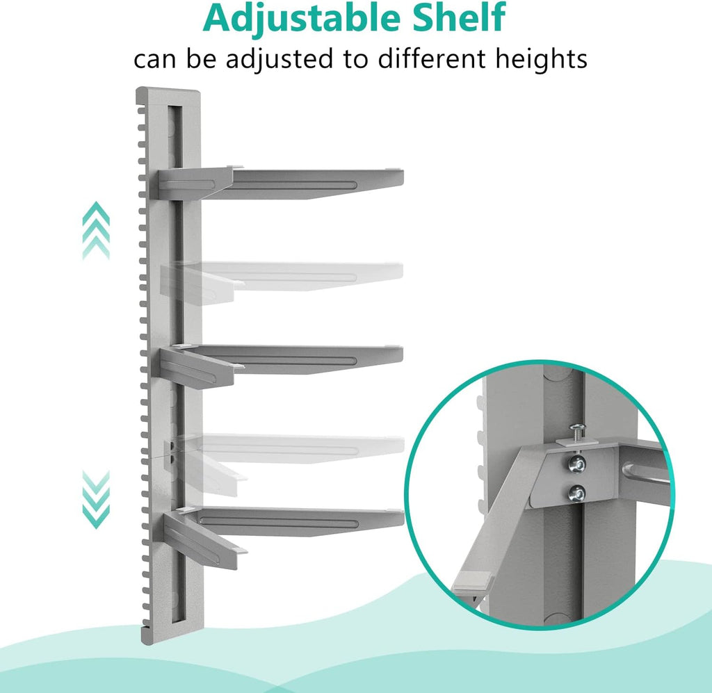 WALI Floating Entertainment Center Shelves, Holds Up to 17.6lbs, TV Shelf with Strengthened Tempered Glasses for DVD Players, Cable Boxes, Games Consoles, TV Accessories (CS303S), 3 Shelf, Silver