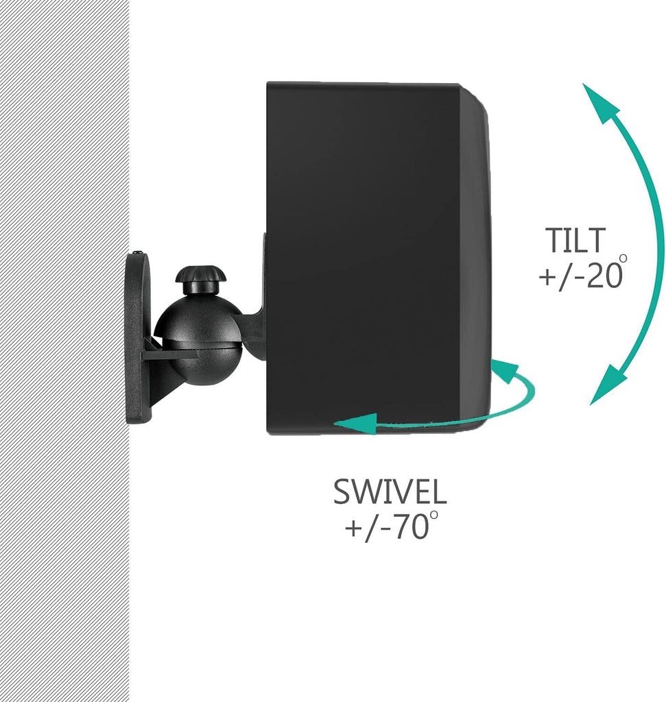 WALI Speaker Wall Ceiling Mounts One Pair, Bookshelf Speaker Wall Mount Brackets, Surround Sound Speaker Mounts, Hold up to 7.7 lbs (SWM202), Black