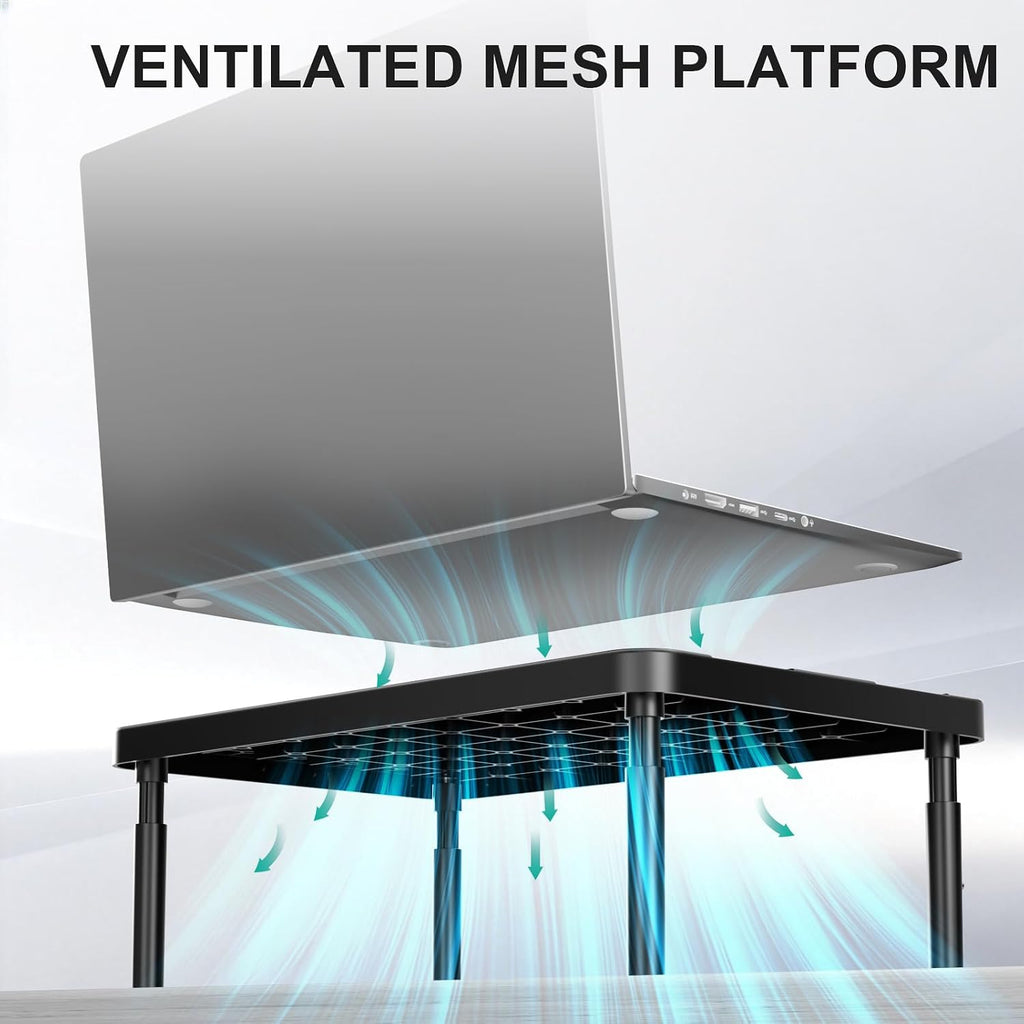WALI Dual Monitor Riser for Desk, Adjustable Laptop Riser, up to 44 lbs | Computer Monitor Stand with Airflow Vents, Fits Monitors, Notebook, Printers, for Home, Office, School (PTT001‑2), 2 Pack