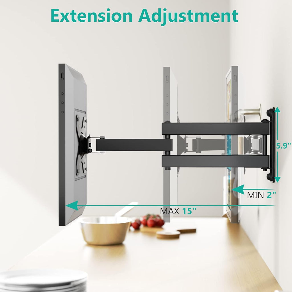 WALI Mount for Echo Show 21, Echo Show 15, Adjustable Wall Mounting Bracket with Heavy Duty 15” Extension Arm, Rotate Tilt Swivel for Echo Show 21, Echo Show 15, Holds up to 33lbs, Black (1330LM-ES)