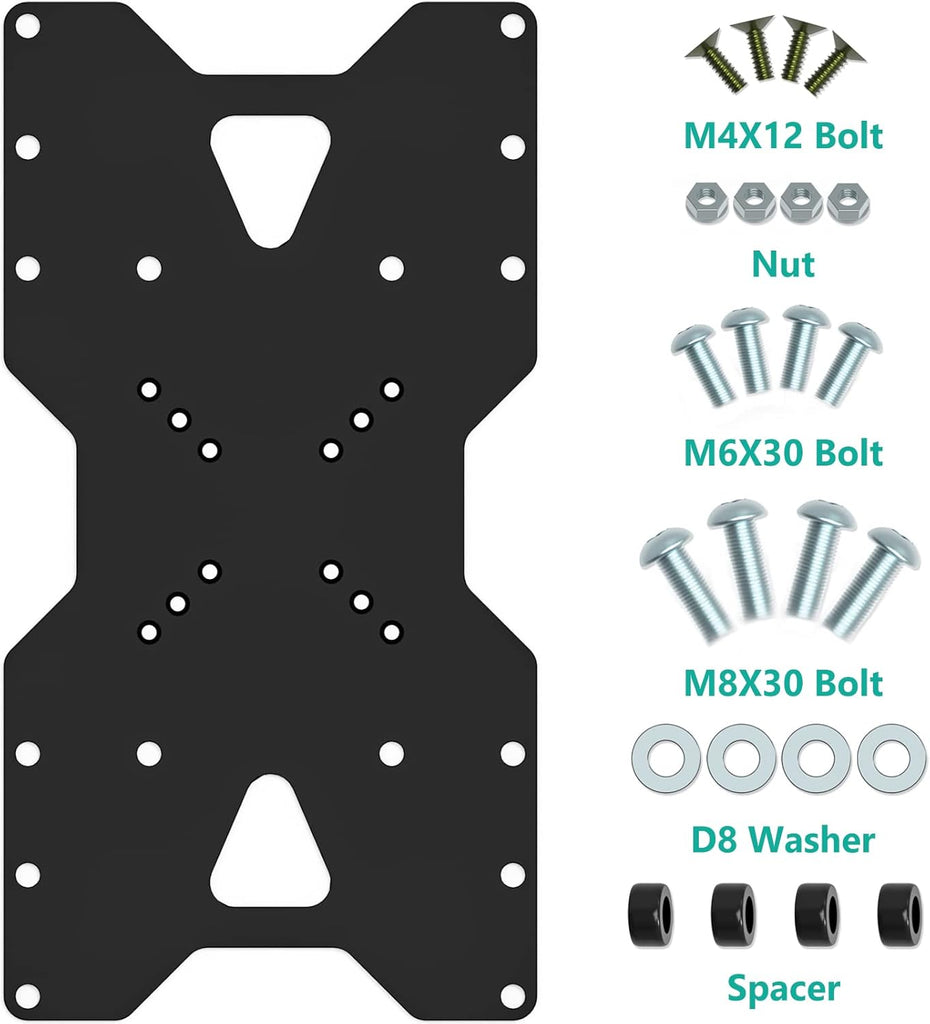 WALI Adapter Plate for TV Mount, 400x200 Universal Mount, Convert 75x75, 100x100mm up to 400x200mm Mounting Holes Patterns (ADP402), Black