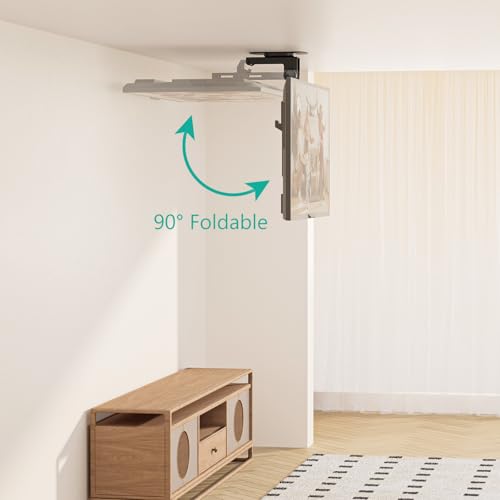 WALI Folding Ceiling TV Mount, Swivel and Flip Down TV Bracket for 13-27 inch Flat Screens, Height Adjustable TV Mount Saving Space, Max Mounting Holes 100x100mm(FCM101), Black