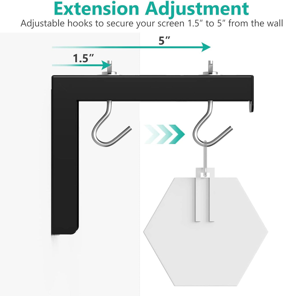 WALI Universal Projector Screen Ceiling Mount, Wall Hanging Mount L-Brackets, 6 inch Adjustable Extension with Hook Kit, Perfect Projector Screen Placement Hold up to 66 lbs (PSM001-B), Black